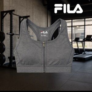 Fila Women's Heather Gray Zip Sports Bra
